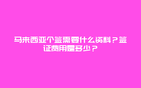 马来西亚个签需要什么资料？签证费用是多少？