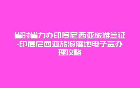 省时省力办印度尼西亚旅游签证-印度尼西亚旅游落地电子签办理攻略