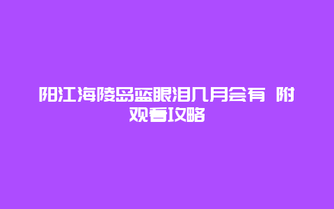 阳江海陵岛蓝眼泪几月会有 附观看攻略