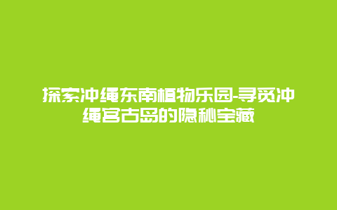 探索冲绳东南植物乐园-寻觅冲绳宫古岛的隐秘宝藏