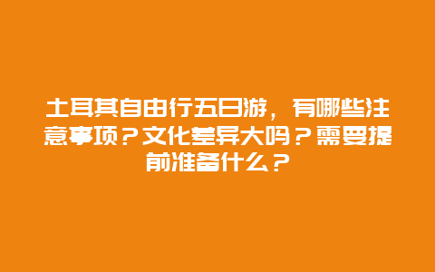 土耳其自由行五日游，有哪些注意事项？文化差异大吗？需要提前准备什么？