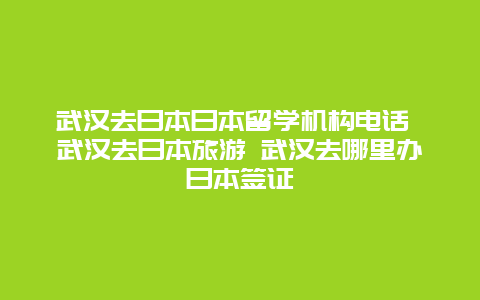 武汉去日本日本留学机构电话 武汉去日本旅游 武汉去哪里办日本签证