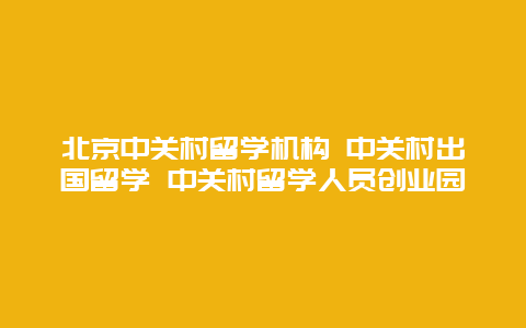 北京中关村留学机构 中关村出国留学 中关村留学人员创业园