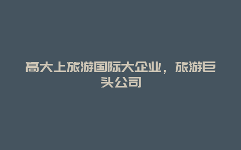 高大上旅游国际大企业，旅游巨头公司