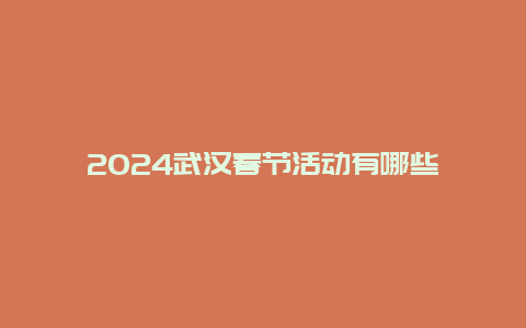 2024武汉春节活动有哪些