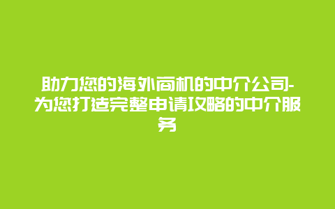 助力您的海外商机的中介公司-为您打造完整申请攻略的中介服务