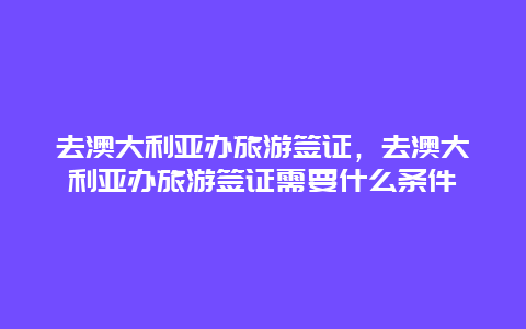 去澳大利亚办旅游签证，去澳大利亚办旅游签证需要什么条件