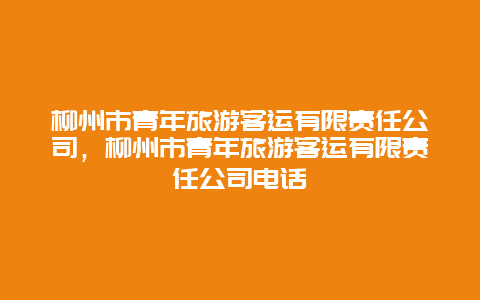 柳州市青年旅游客运有限责任公司，柳州市青年旅游客运有限责任公司电话