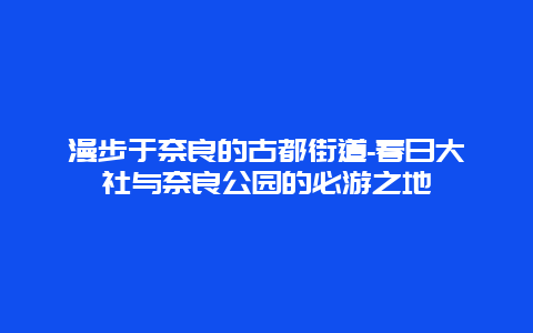 漫步于奈良的古都街道-春日大社与奈良公园的必游之地