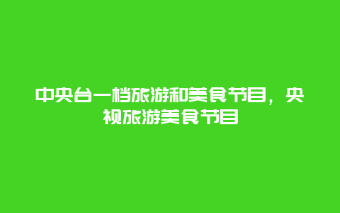 中央台一档旅游和美食节目，央视旅游美食节目