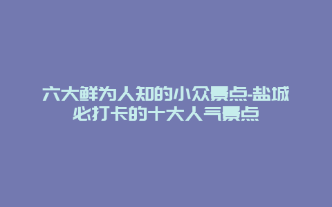 六大鲜为人知的小众景点-盐城必打卡的十大人气景点