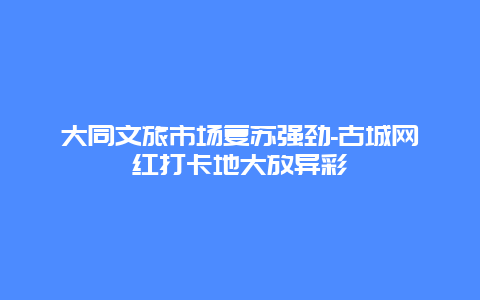 大同文旅市场复苏强劲-古城网红打卡地大放异彩