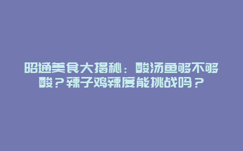 昭通美食大揭秘：酸汤鱼够不够酸？辣子鸡辣度能挑战吗？