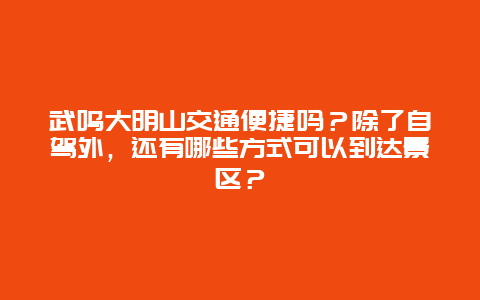 武鸣大明山交通便捷吗？除了自驾外，还有哪些方式可以到达景区？