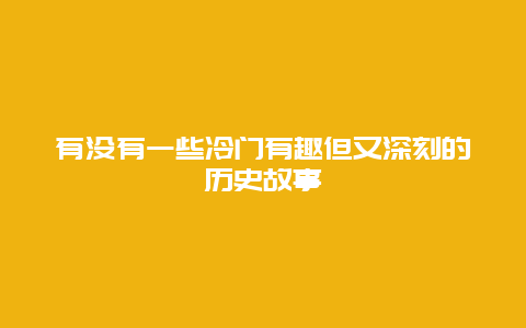 有没有一些冷门有趣但又深刻的历史故事