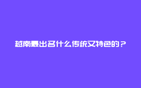 越南最出名什么传统又特色的？