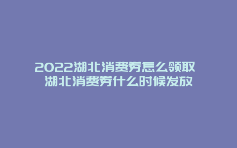 2022湖北消费券怎么领取 湖北消费券什么时候发放