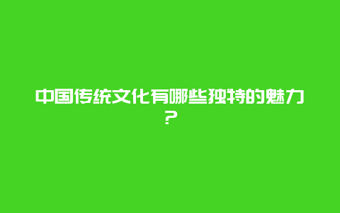 中国传统文化有哪些独特的魅力？