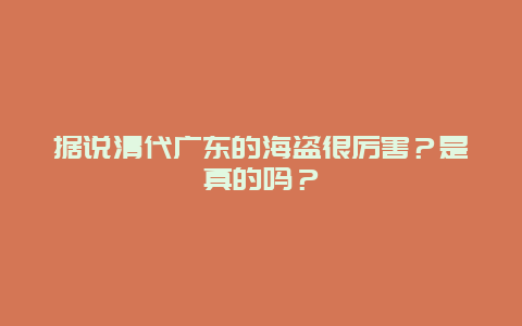 据说清代广东的海盗很厉害？是真的吗？