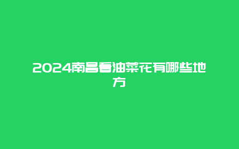 2024南昌看油菜花有哪些地方