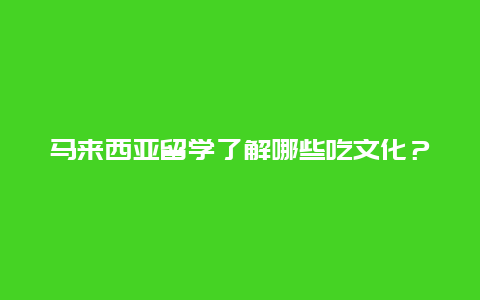 马来西亚留学了解哪些吃文化？