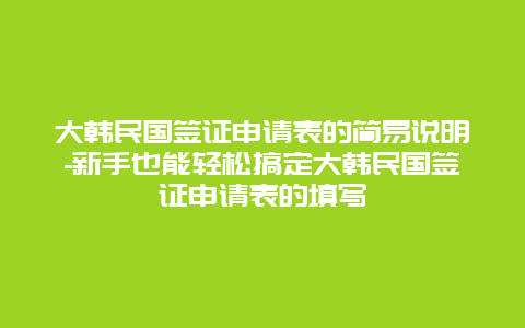 大韩民国签证申请表的简易说明-新手也能轻松搞定大韩民国签证申请表的填写