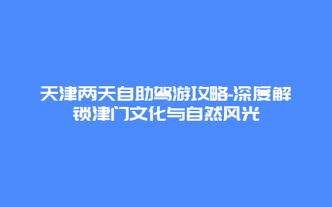 天津两天自助驾游攻略-深度解锁津门文化与自然风光