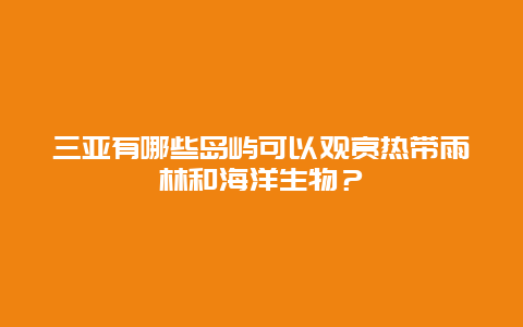 三亚有哪些岛屿可以观赏热带雨林和海洋生物？