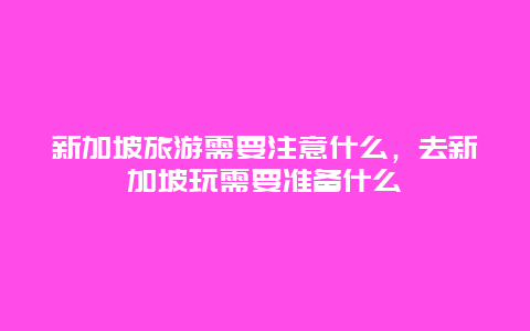 新加坡旅游需要注意什么，去新加坡玩需要准备什么