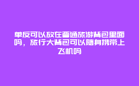 单反可以放在普通旅游背包里面吗，旅行大背包可以随身携带上飞机吗