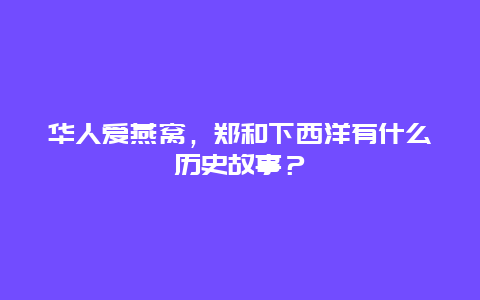 华人爱燕窝，郑和下西洋有什么历史故事？