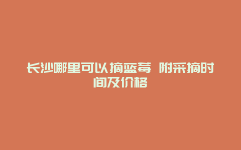 长沙哪里可以摘蓝莓 附采摘时间及价格