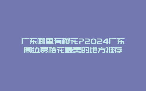 广东哪里有樱花?2024广东周边赏樱花最美的地方推荐