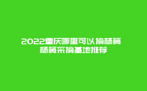 2022重庆哪里可以摘杨梅 杨梅采摘基地推荐