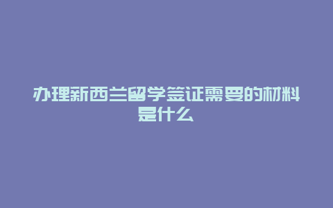 办理新西兰留学签证需要的材料是什么