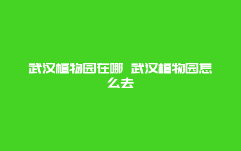 武汉植物园在哪 武汉植物园怎么去