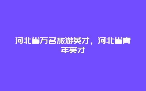 河北省万名旅游英才，河北省青年英才