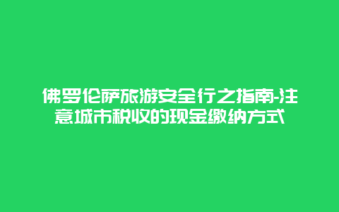 佛罗伦萨旅游安全行之指南-注意城市税收的现金缴纳方式