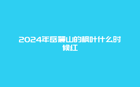 2024年岳麓山的枫叶什么时候红