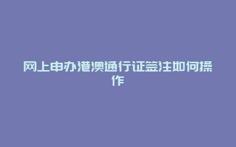 网上申办港澳通行证签注如何操作