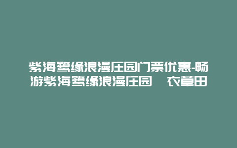 紫海鹭缘浪漫庄园门票优惠-畅游紫海鹭缘浪漫庄园薰衣草田