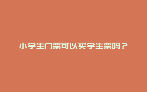 小学生门票可以买学生票吗？