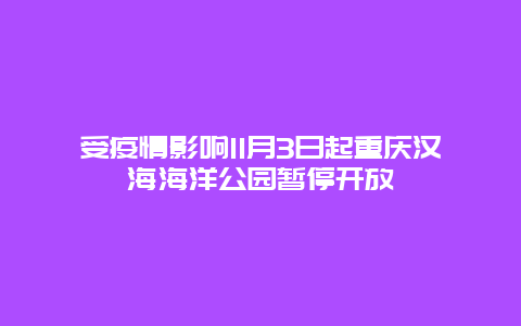 受疫情影响11月3日起重庆汉海海洋公园暂停开放