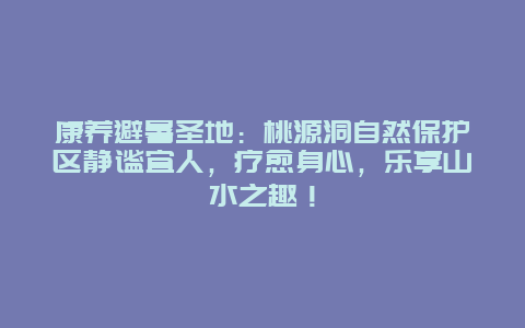 康养避暑圣地：桃源洞自然保护区静谧宜人，疗愈身心，乐享山水之趣！