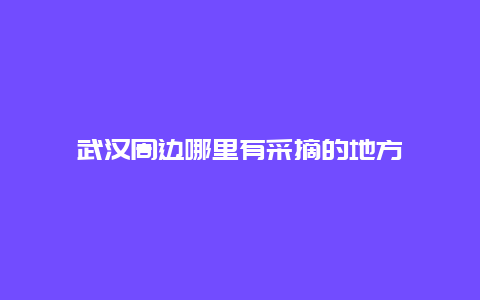 武汉周边哪里有采摘的地方