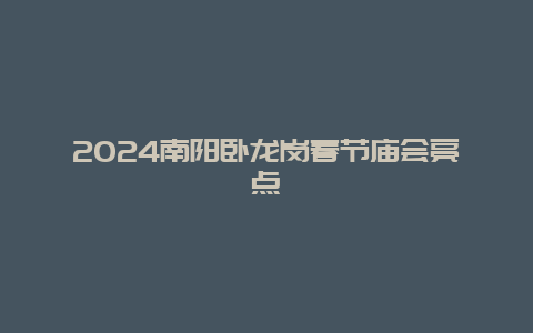 2024南阳卧龙岗春节庙会亮点