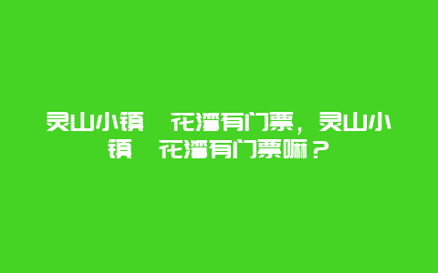 灵山小镇拈花湾有门票，灵山小镇拈花湾有门票嘛？