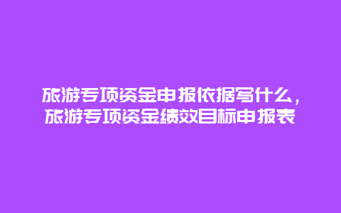 旅游专项资金申报依据写什么，旅游专项资金绩效目标申报表