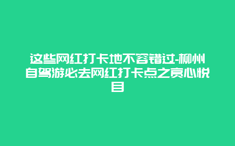 这些网红打卡地不容错过-柳州自驾游必去网红打卡点之赏心悦目