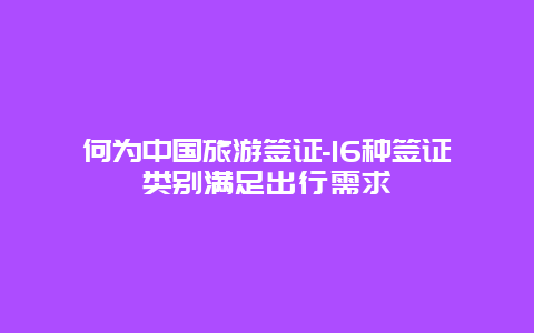 何为中国旅游签证-16种签证类别满足出行需求